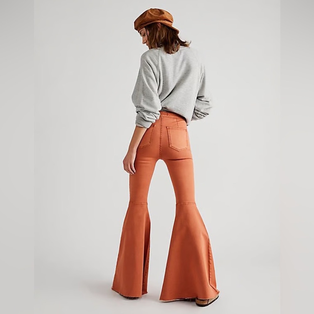 Free People Just Float On flare jeans in copper size 32 high waist pants NWT